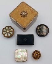 A Collection of Six Vintage and Antique Items Comprising; 1) A French Enamelled Compact by Coty