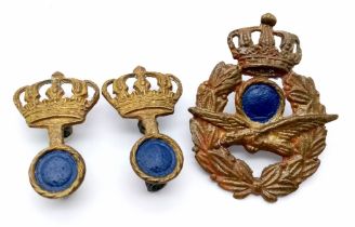 WW2 Greek Hellenic Airforce Cap and Collar Badges.