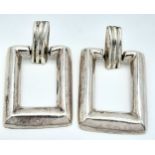 A stylish pair of 925 silver large rectangular drop earrings. Total weight 11.4G. 3X5 cm