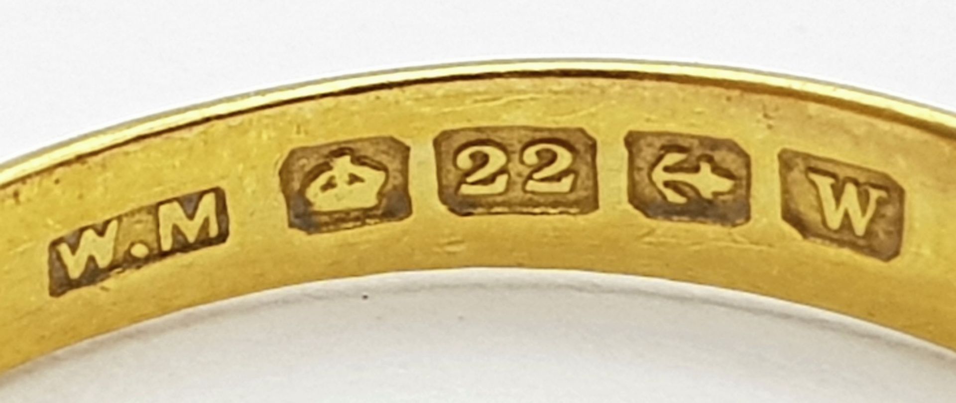 A 22 K yellow gold convex band ring, size: O, weight: 2.4 g. - Image 4 of 4