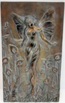 A Vintage Bronzed Art Nouveau Design Wall Plaque Relief of a Water Nymph or Fairy made by Past