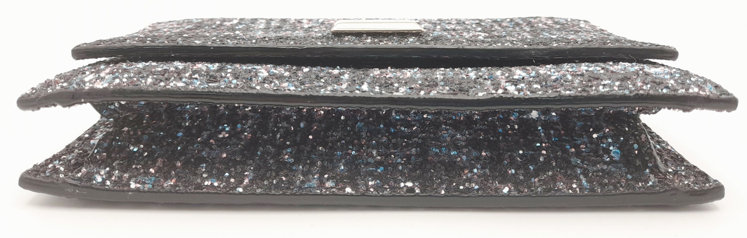 A Jimmy Choo 'Leni' Glitter Crossbody Bag. Black leather and blue, pink and black glitter exterior - Image 5 of 9