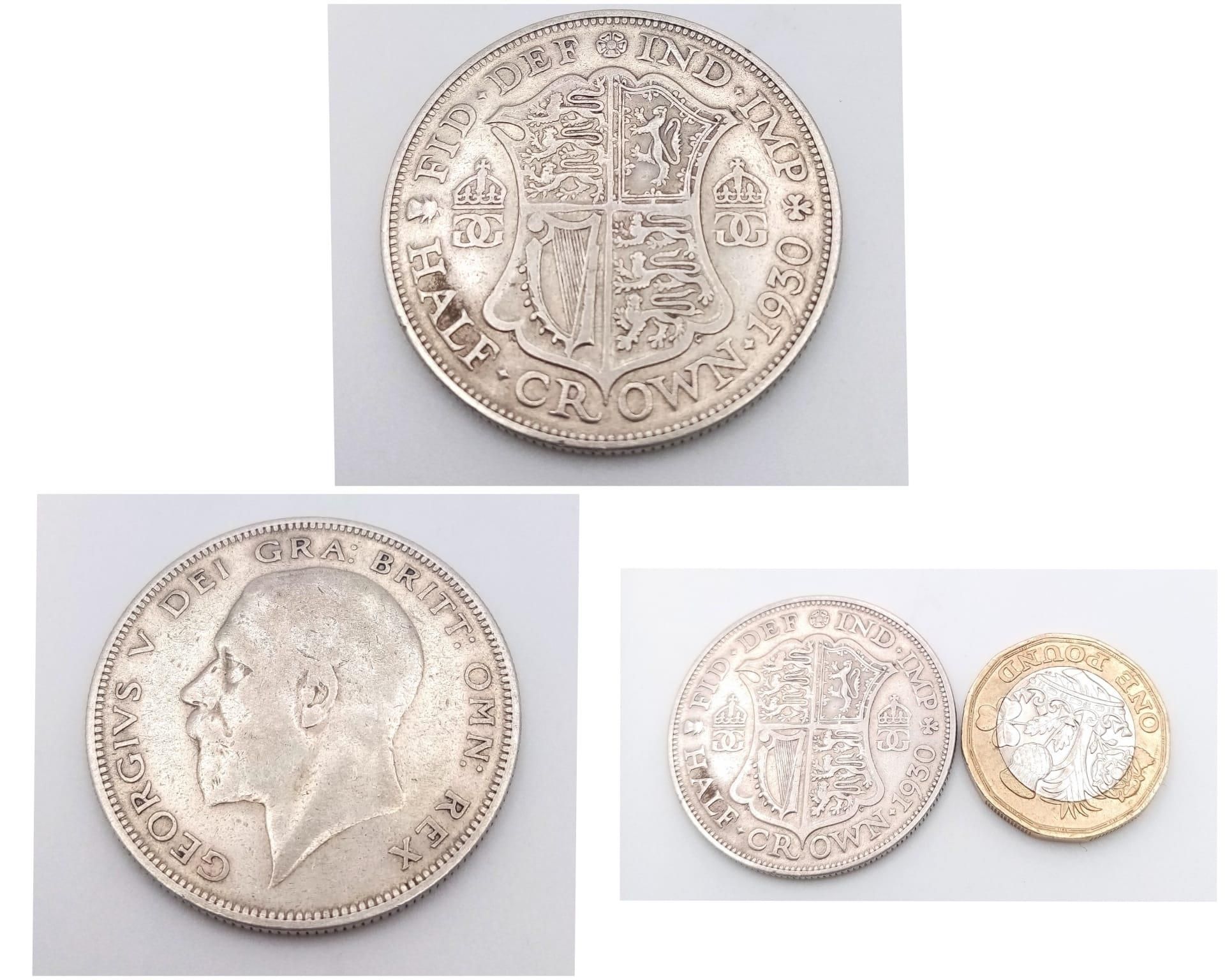 A George V 1930 Silver Half Crown Coin. VF grade but please see photos. - Bild 3 aus 3