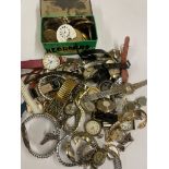 Vintage pocket watch & wristwatches hebdomas etc . Spares or repair