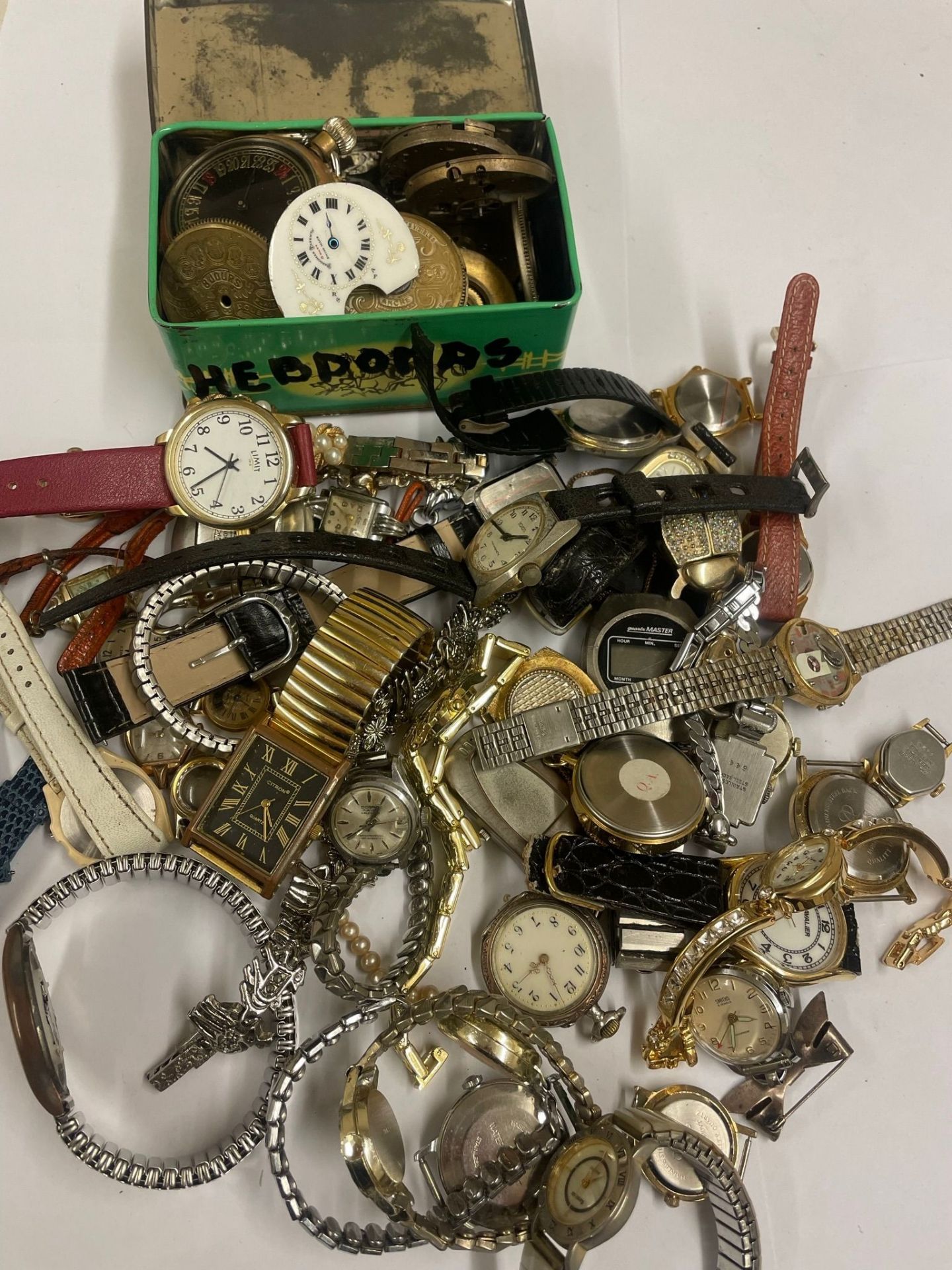 Vintage pocket watch & wristwatches hebdomas etc . Spares or repair