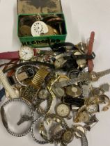 Vintage pocket watch & wristwatches hebdomas etc . Spares or repair