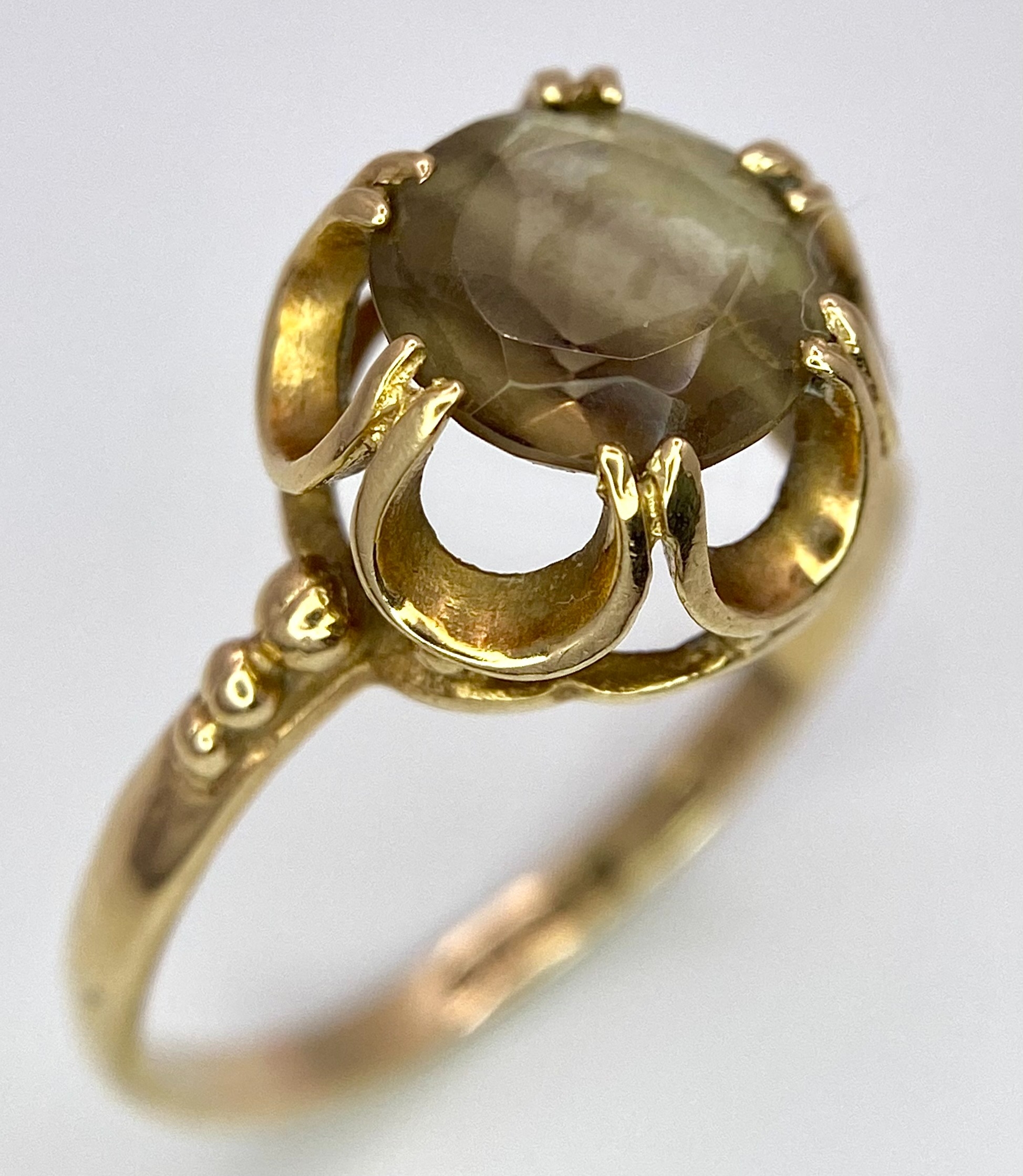 A 9K Yellow Gold Smoky Quartz Ring. Size P. 2.2g total weight. - Image 2 of 6