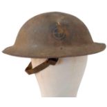 WW1 US 35th Division Brodie Helmet with Chinstrap and Liner. Found in a cellar of a French House