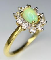 A 925 Gilded Opal Ring. Size N.