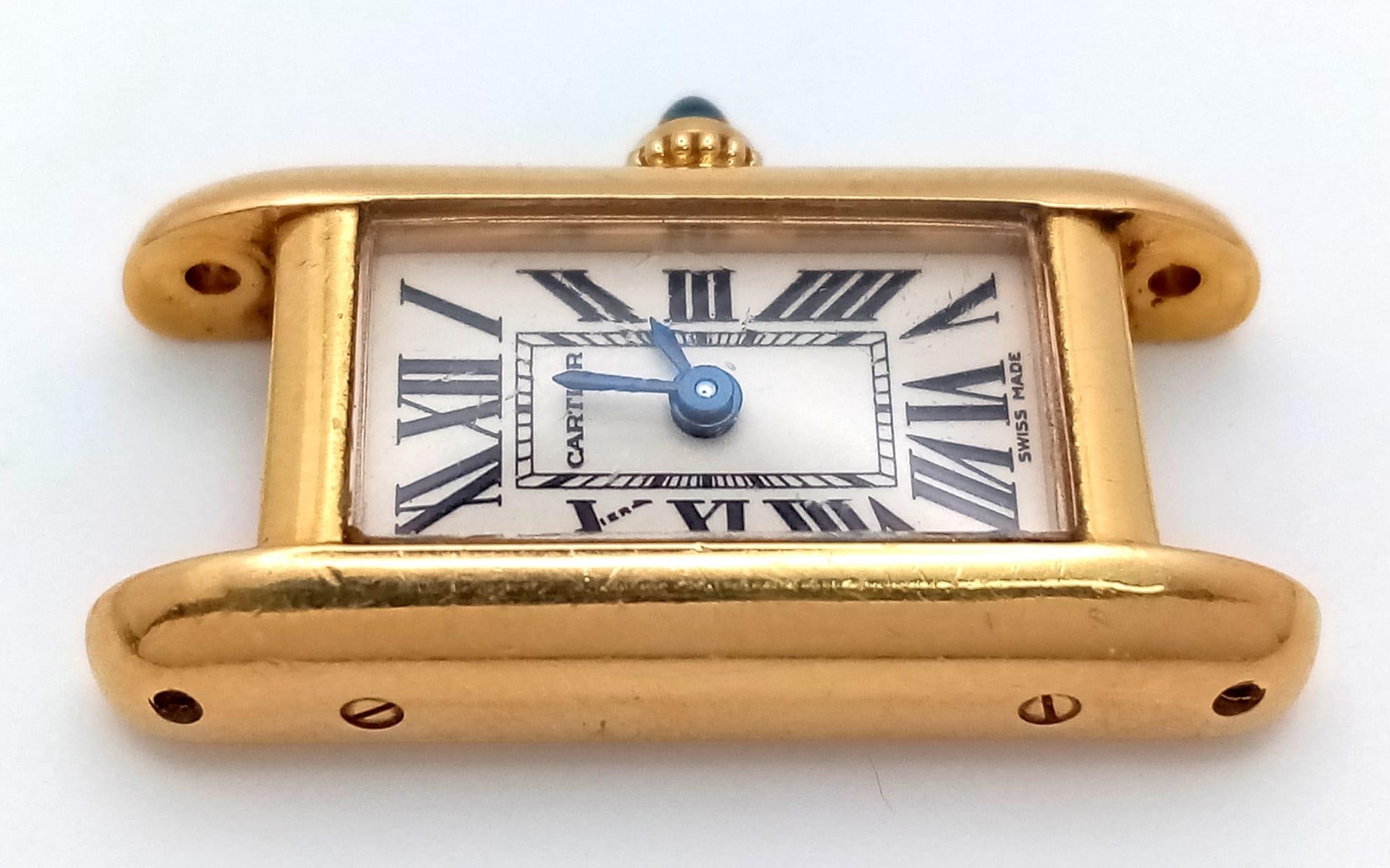 A Vintage 18K Gold Cartier Mini Tank Ladies Watch Case. 18k gold case with 2443 and other Cartier - Bild 4 aus 8