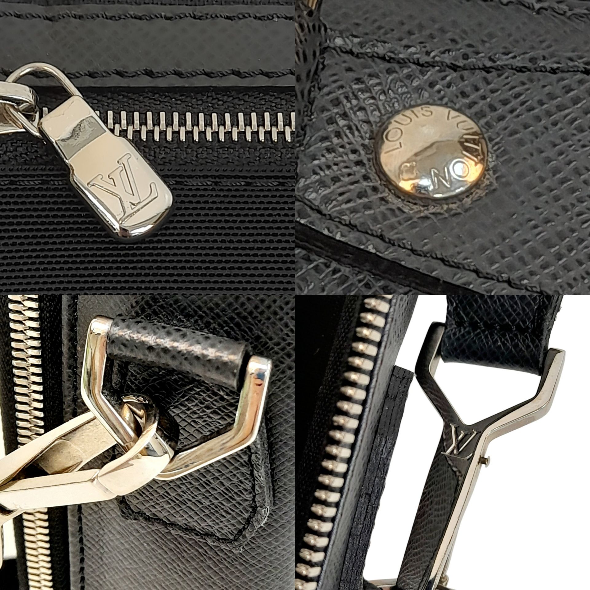 A Louis Vuitton Black Business Bag. Leather exterior with silver-toned hardware, zipped - Bild 3 aus 12