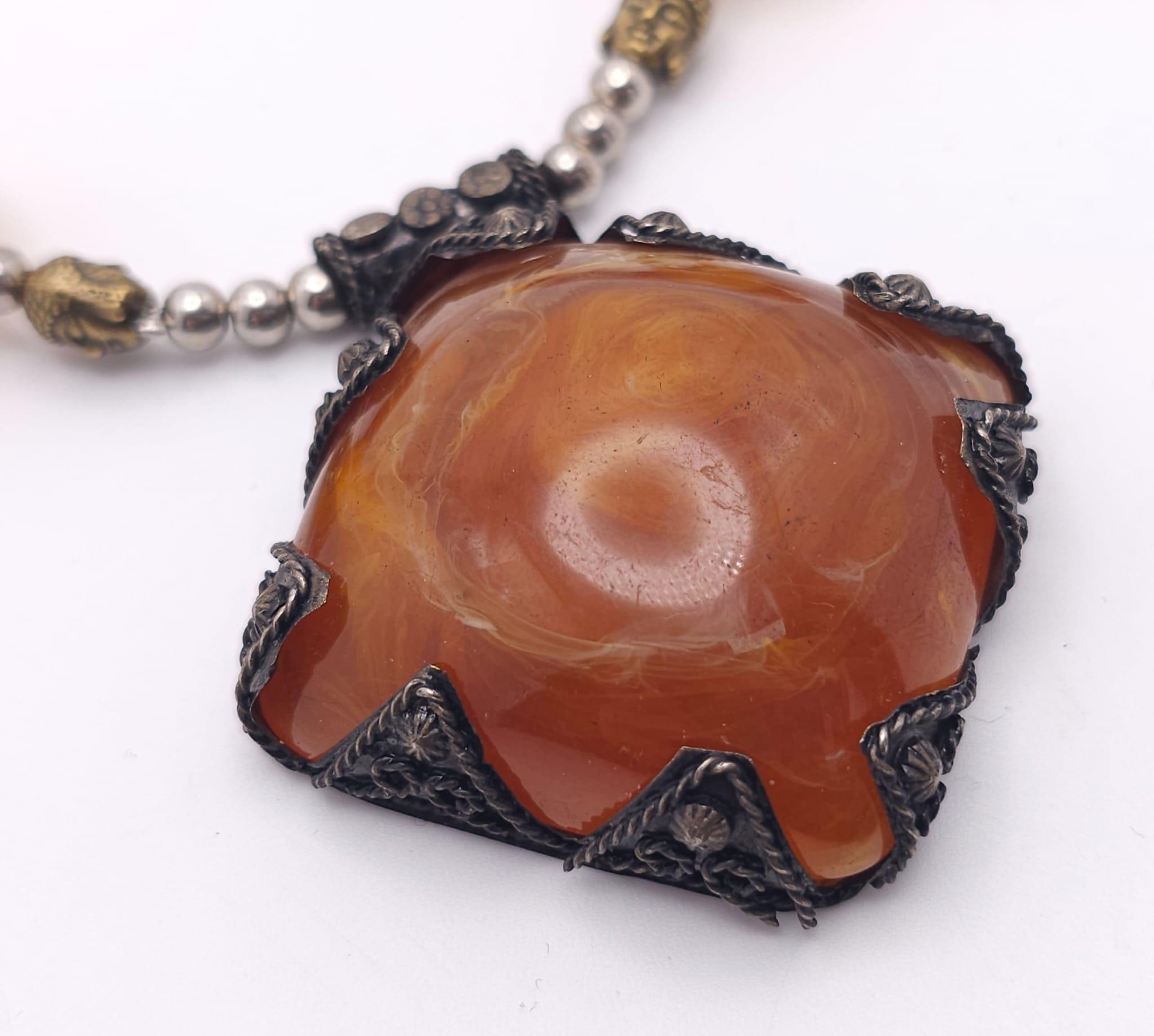 Two Amber Resin Statement Necklaces and Pendants. Both 56cm. - Image 9 of 16