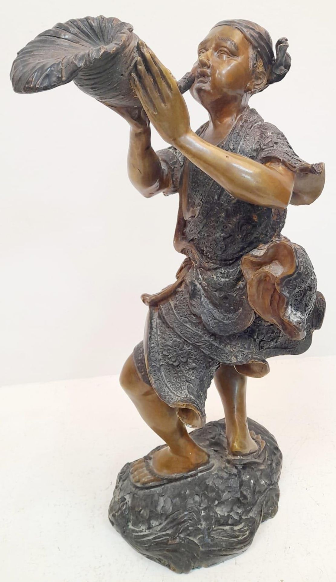 A Magnificent Large Antique Japanese Edo Period Okimono Bronze Statue Depicting a Young Man