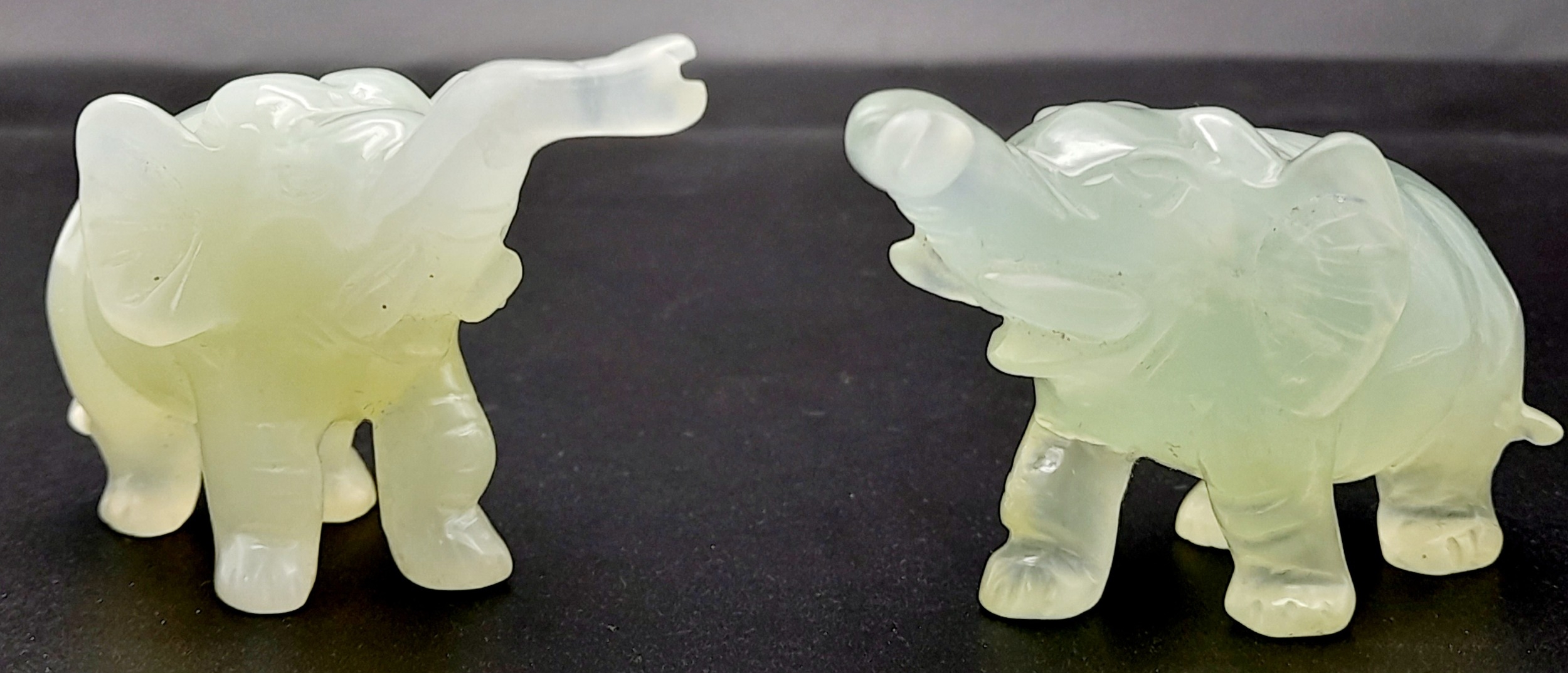 Two Green Jade Elephant Figures. 7cm x 4cm. - Image 5 of 5