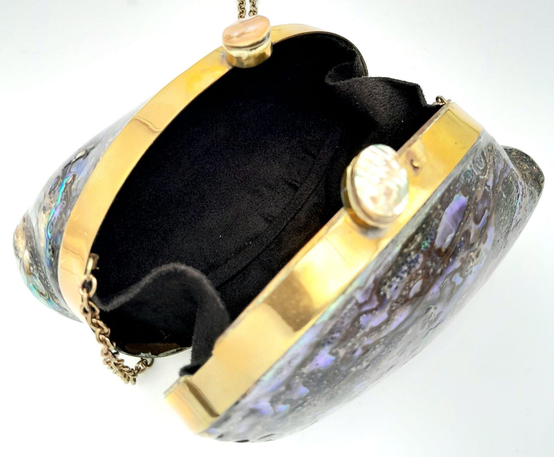 A splendid rare and amazing evening bag, uniquely made from abalone mother of pearl! Supplied with - Bild 7 aus 7