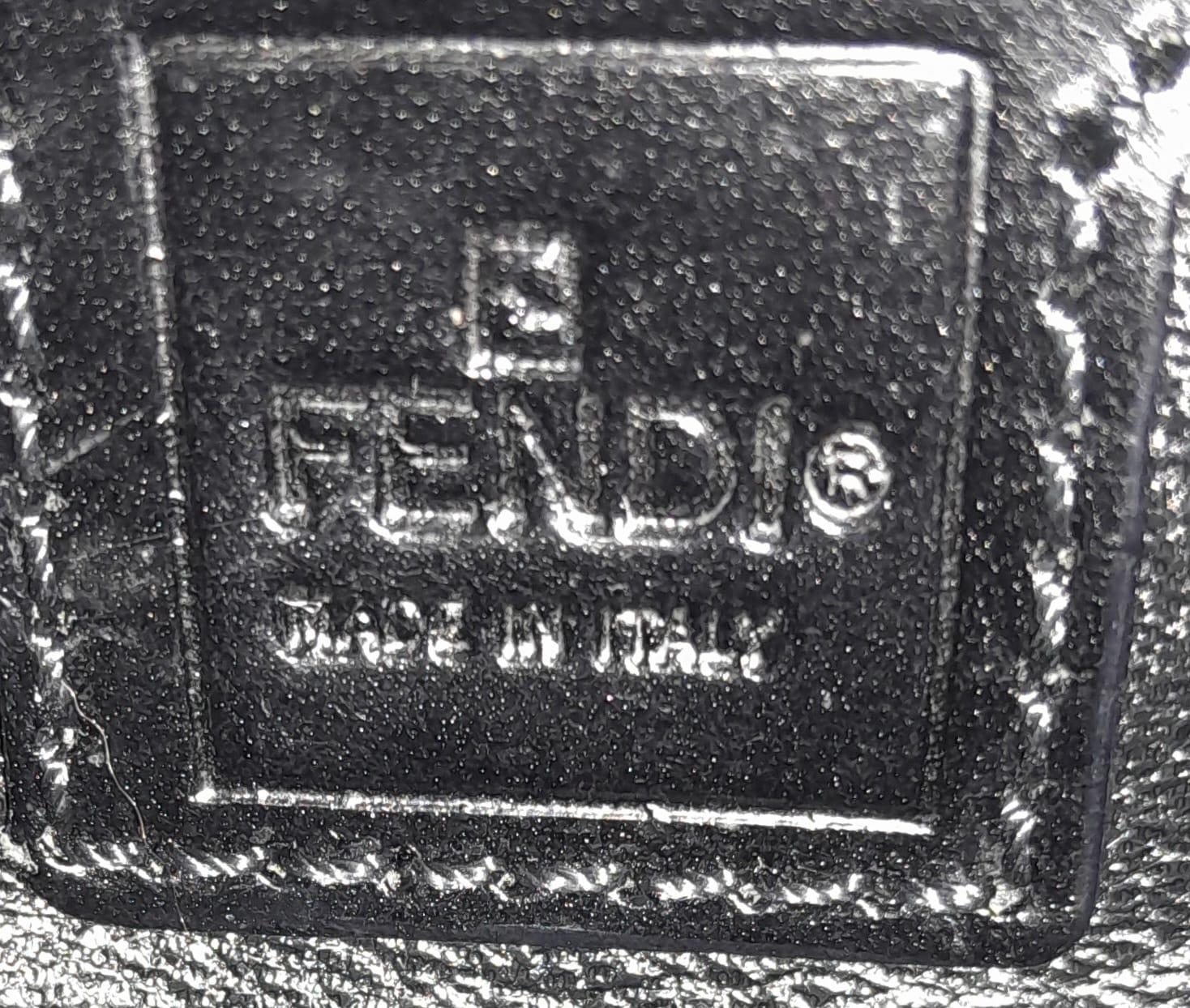 A Fendi Black and Charcoal Grey Bag. Textile exterior with black leather handles, silver-toned - Image 7 of 9