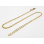 A 9K Yellow Gold Disappearing Necklace. 44cm. 0.75g