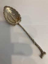Antique CONTINENTAL SILVER SIFTING SPOON in the form of a Branch and Leaf. Large size at 41 grams.