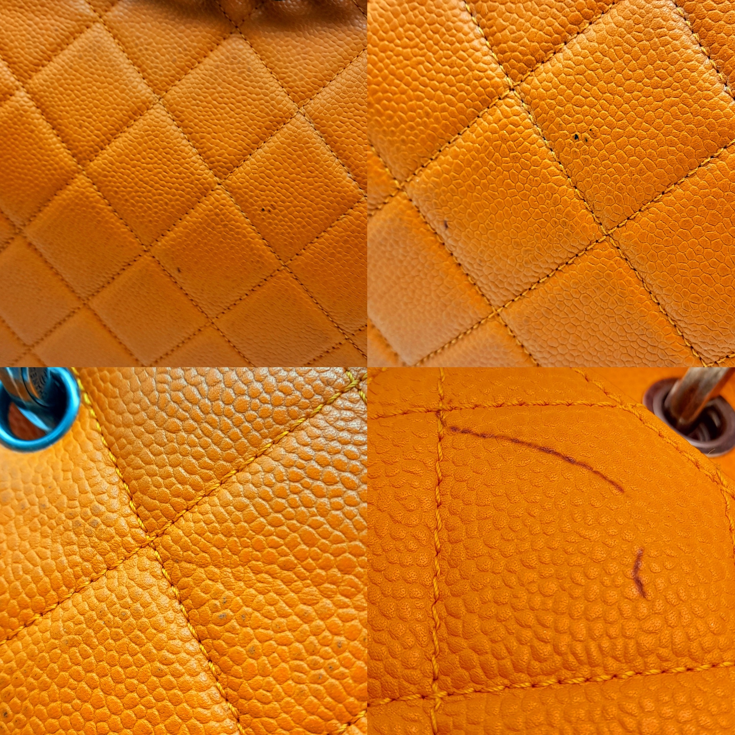 A Chanel Orange Quilted Caviar Leather Retro Shoulder Bag. Front flap with CC turn-lock and - Image 12 of 14