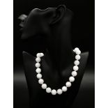 A Bright White Jade Bead Statement Necklace. Good sized beads - 14mm. 42cm necklace length.