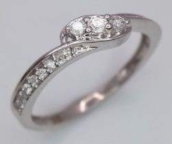 A 9K WHITE GOLD DIAMOND RING. Size L, 1.5g total weight. Ref: SC 8047
