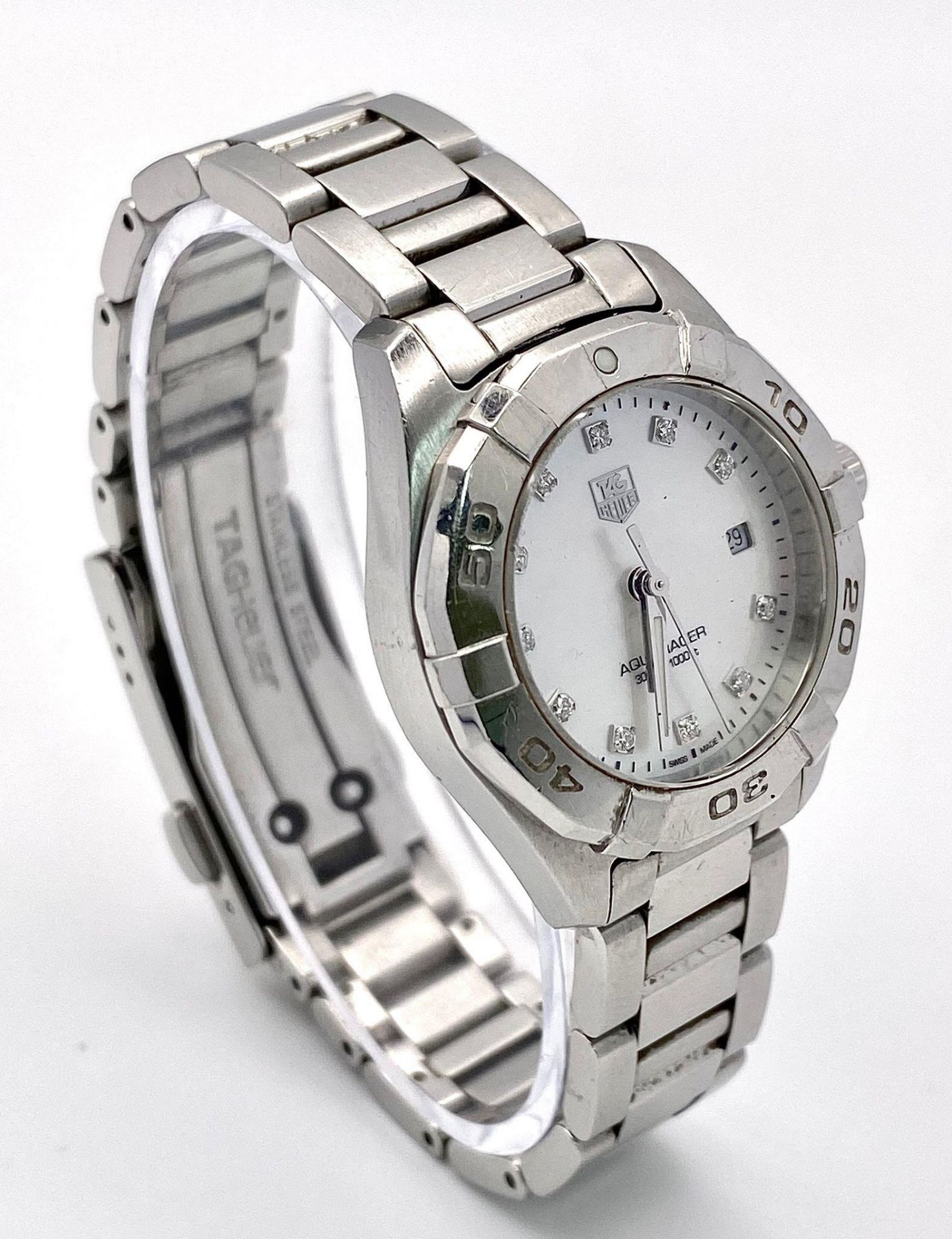 A Tag Heuer Aqua Racer Quartz Ladies Watch. Stainless steel bracelet and case - 28mm. Mother of - Image 3 of 8