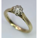 A 9 K yellow gold diamond solitaire ring, size: J1/2, weight: 1.8 g.