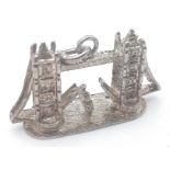 A STERLING SILVER LONDON THEMED TOWER BRIDGE CHARM/PENDANT. 3cm x 2.1cm, 6.5g weight. Ref: SC 8102