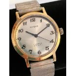 Gentleman’s vintage SHIELD WRISTWATCH.Gold Plated (10 microns). 17 Jewels Swiss made. Manual winding