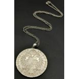 A Silver Theresia Coin and Chain. 31.64g. Ref: 610001Q.