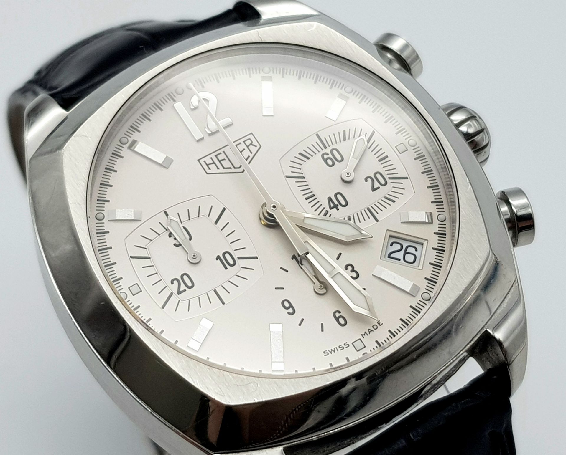 A Tag Heuer Monza Re-Edition Automatic Chronograph Watch. Model CR2111. Black Croc Leather Tag - Bild 4 aus 7