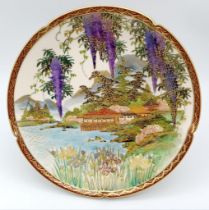 A Very Fine Antique (C1900) Japanese Meiji Satsuma Plate. Scalloped edges with a superb painted