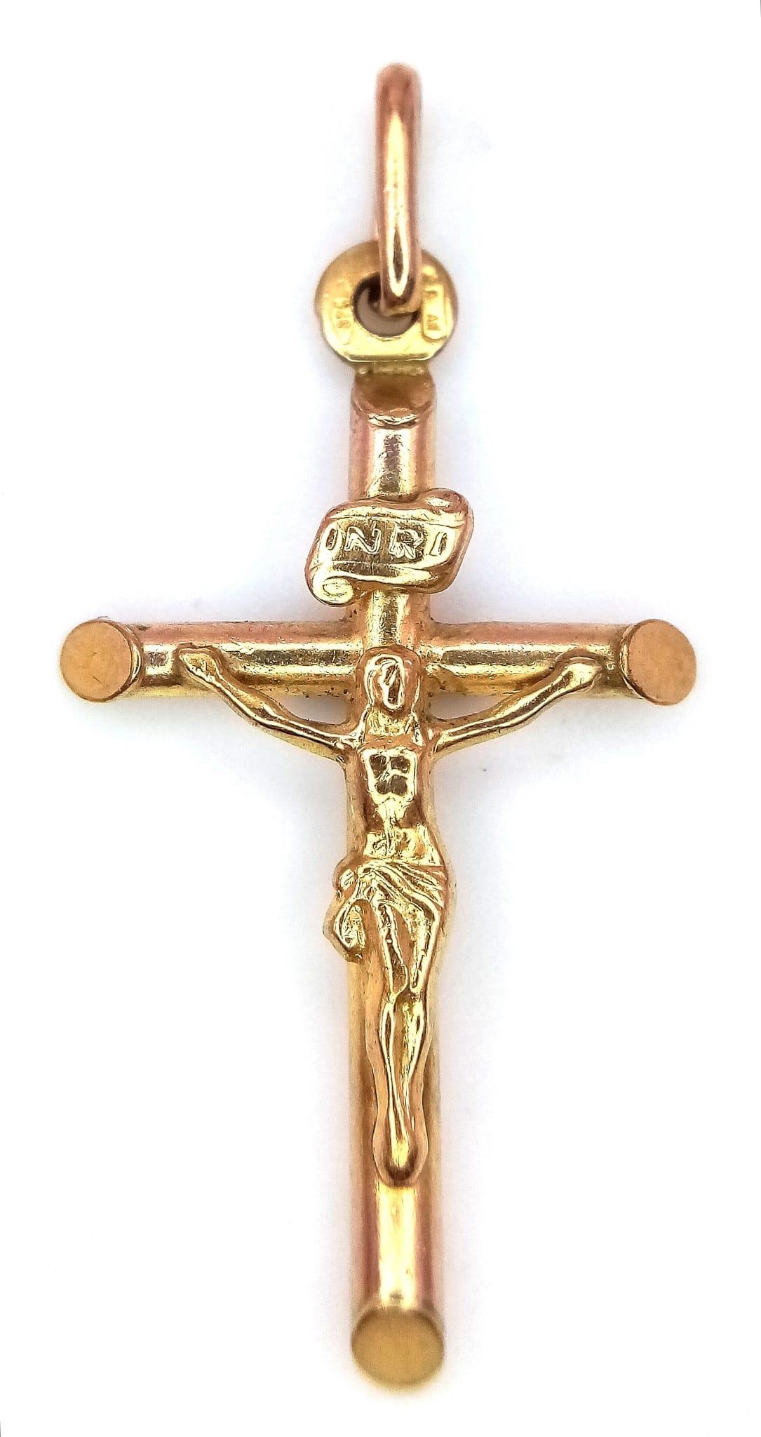 9k yellow gold crucifix pendant 1g