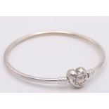 A PANDORA - Moments sterling silver bangle, weight: 8.9 G.