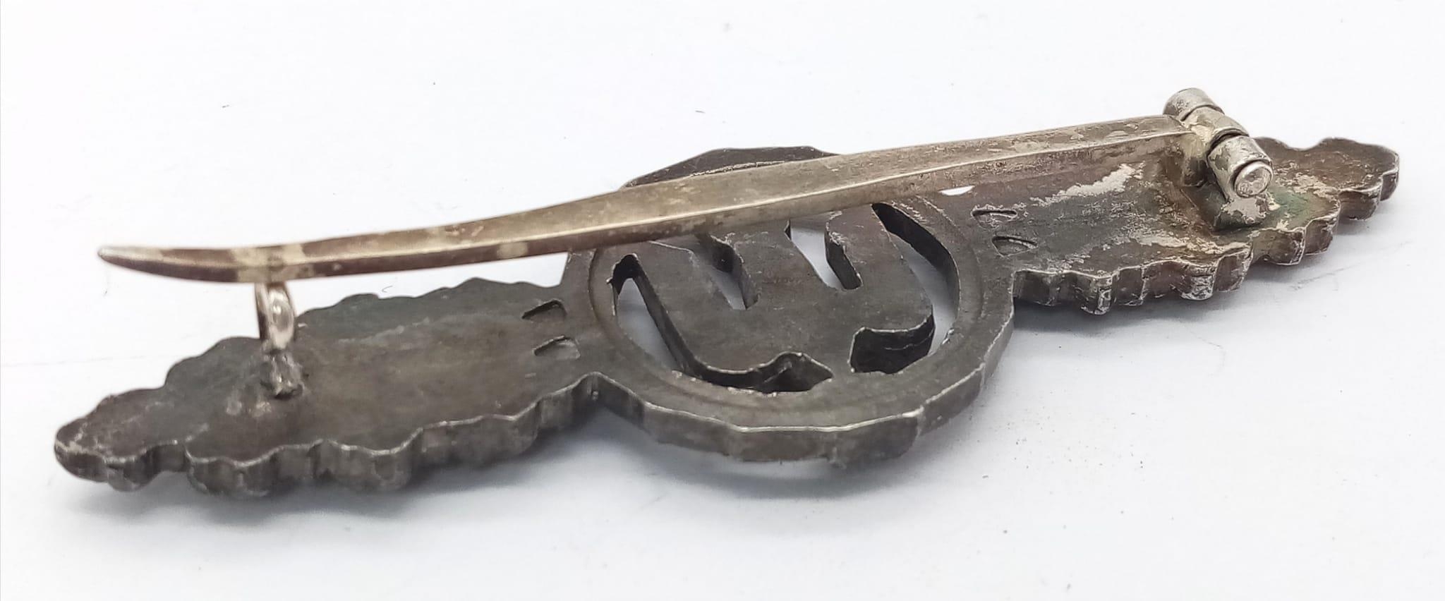 WW2 German Luftwaffe Bomber Pilots Silver Class Clasp. Un-marked. - Image 2 of 2