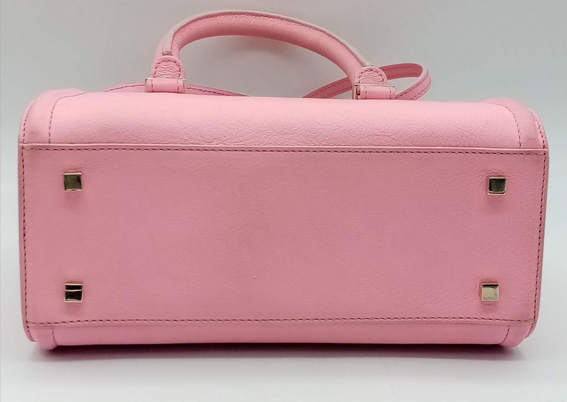 A Victoria Beckham two toned candy pink textured leather mini bag, patent leather trim with gold - Image 4 of 8