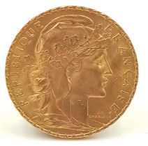 A French gold 20 Francs 1914 coin, very collectable