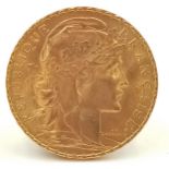 A French gold 20 Francs 1914 coin, very collectable