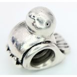 A STERLING SILVER PANDORA LOVE BIRD/DOVE CHARM. 1.3cm x 1.2cm, 4.4g weight. Ref: SC 8122