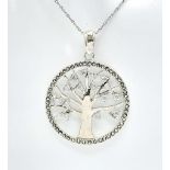 A Sterling Silver, Thai Made, Crystal and Marcasite ‘Tree of Life’ Pendant Necklace in