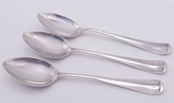 Three 1932 Sterling Silver Teaspoons. Sheffield hallmarks. 9.5cm. 28g.