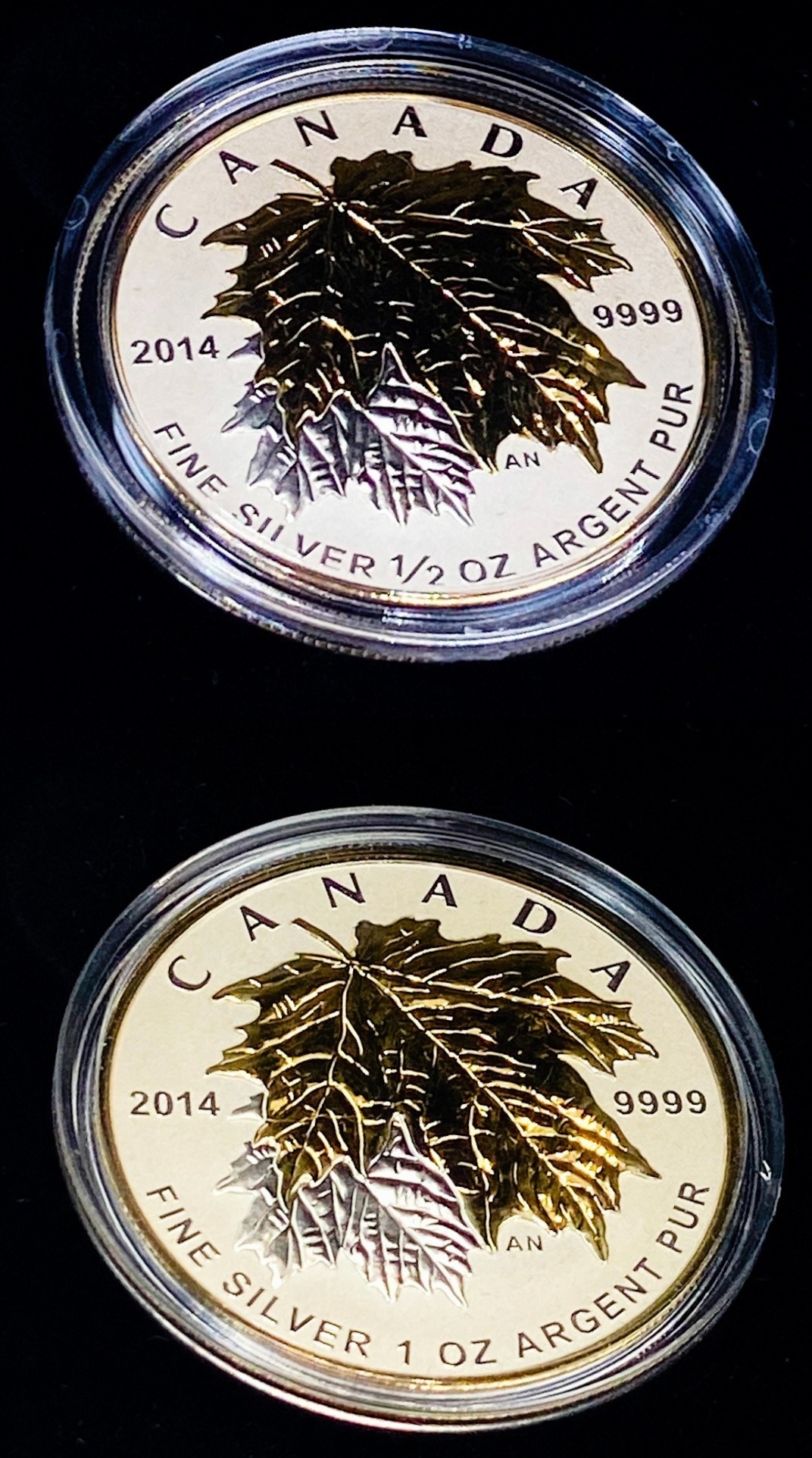 A Full Cased Set of 2014 Fine Silver (.9999) Maple Leafs. Queen Elizabeth on the Obverse. This is - Image 6 of 9