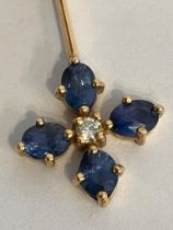 9 carat GOLD DIAMOND and SAPPHIRE PENDANT with 9 carat GOLD Chain. Pendant 2.75 Grams. Gold Chain 46