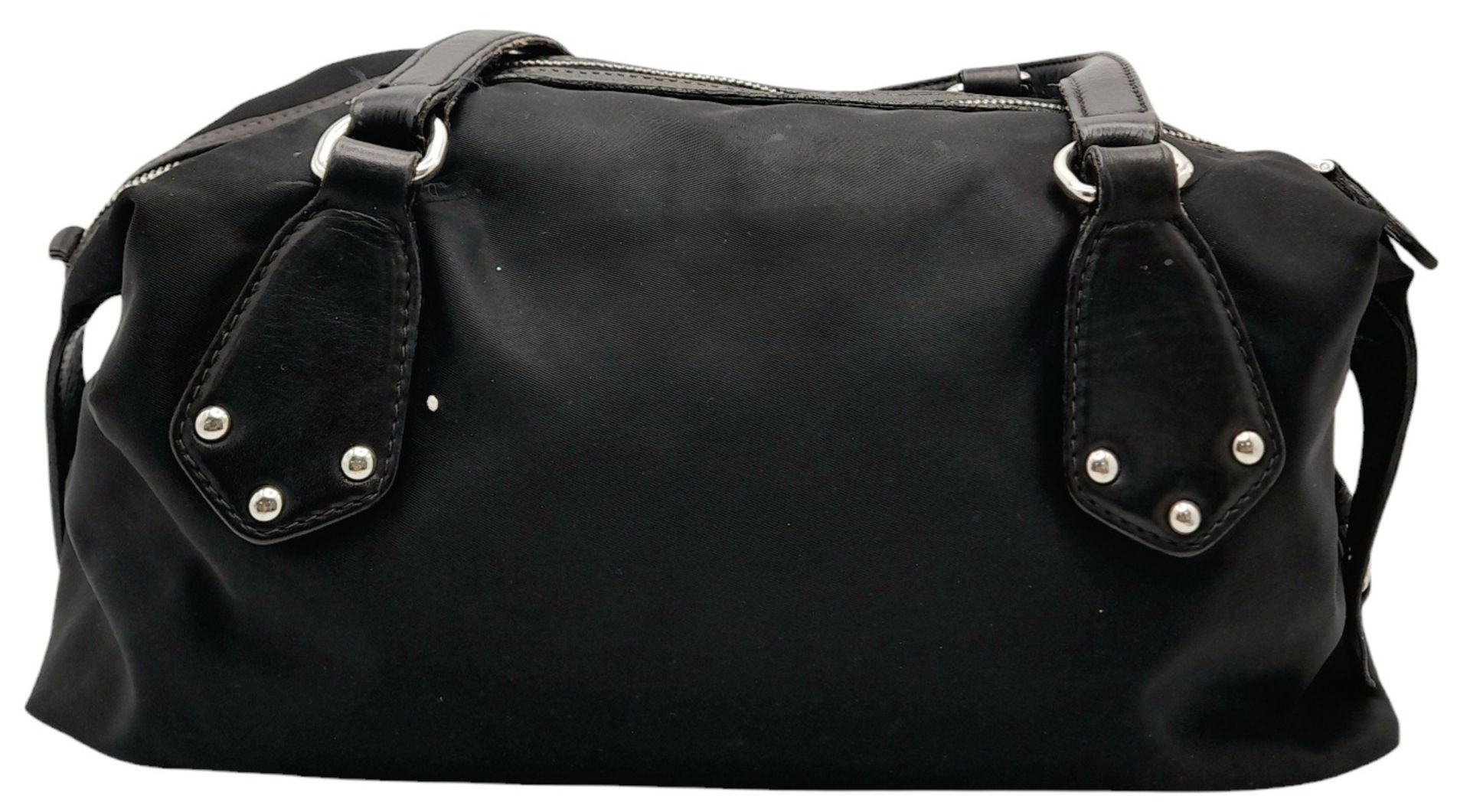 A Prada Black Tessuto Satchel. Textile exterior with leather trim, silver-tone hardware, a top zip - Bild 2 aus 7