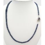 A 115ctw Blue Sapphire Small Rondelle Single Strand Necklace - with Sapphire and 925 Silver clasp.