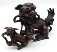 A Superb Antique Japanese Bronze Figure of Two Shishi Lions. Meiji period with wonderful detail