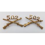 Pair of WW2 502nd Parachute Infantry Regiment Collar Badges.