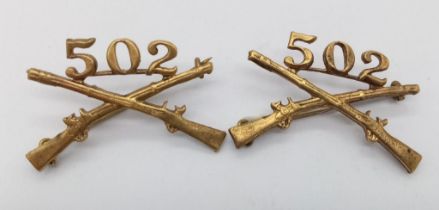 Pair of WW2 502nd Parachute Infantry Regiment Collar Badges.