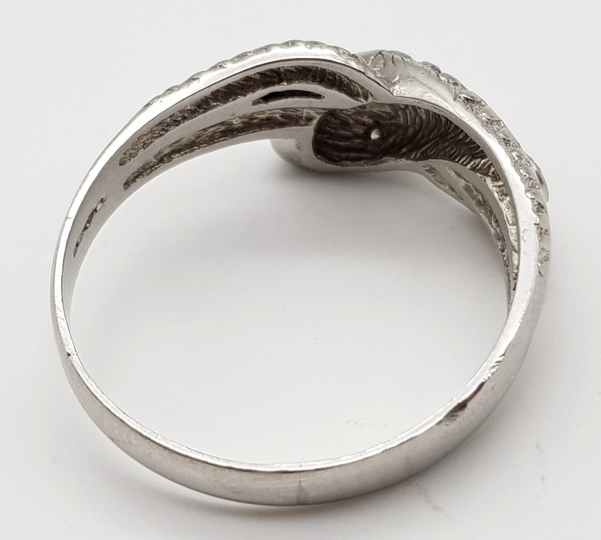 A Very Large 950 Platinum and Diamond Snake Ring. A coiling serpent with diamond eyes and body. Size - Image 4 of 5