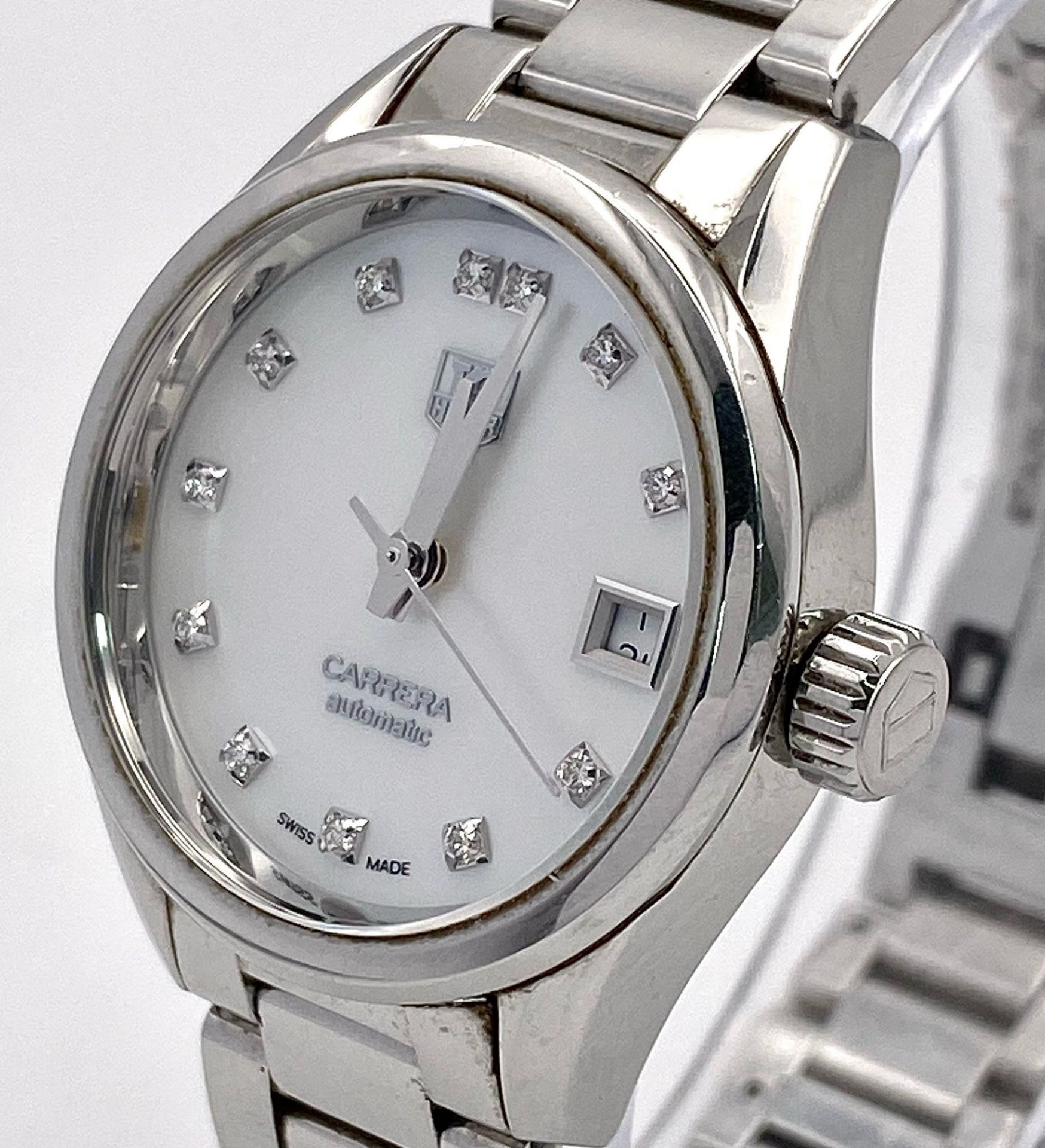 A Tag Heuer Carrera Diamond Ladies Automatic Watch. Stainless steel bracelet and case - 28mm. Mother - Bild 4 aus 10